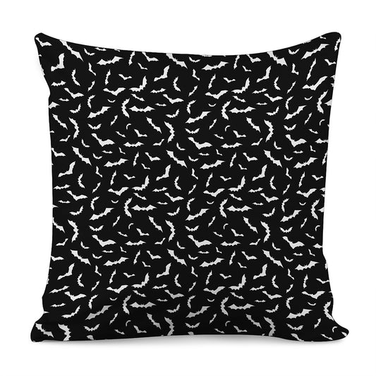 Black And White Halloween Bat Print Pillow Cover