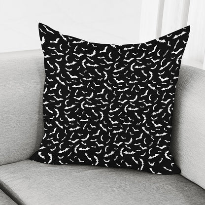 Black And White Halloween Bat Print Pillow Cover