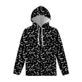 Black And White Halloween Bat Print Pullover Hoodie