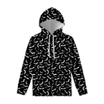 Black And White Halloween Bat Print Pullover Hoodie