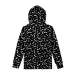 Black And White Halloween Bat Print Pullover Hoodie
