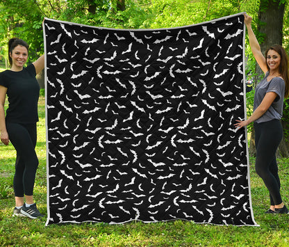 Black And White Halloween Bat Print Quilt