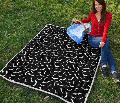 Black And White Halloween Bat Print Quilt