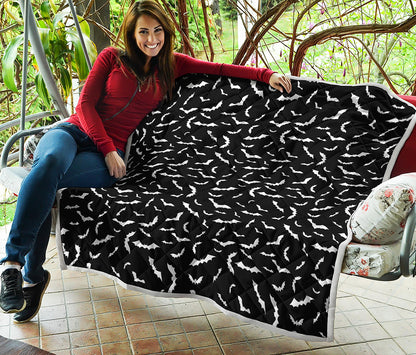 Black And White Halloween Bat Print Quilt