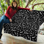 Black And White Halloween Bat Print Quilt
