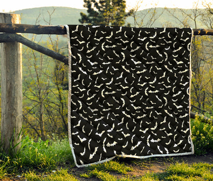 Black And White Halloween Bat Print Quilt