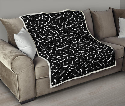 Black And White Halloween Bat Print Quilt