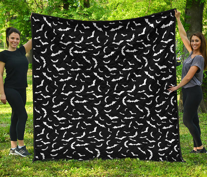 Black And White Halloween Bat Print Quilt