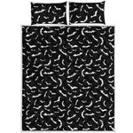 Black And White Halloween Bat Print Quilt Bed Set