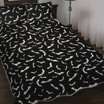 Black And White Halloween Bat Print Quilt Bed Set