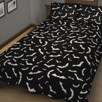 Black And White Halloween Bat Print Quilt Bed Set