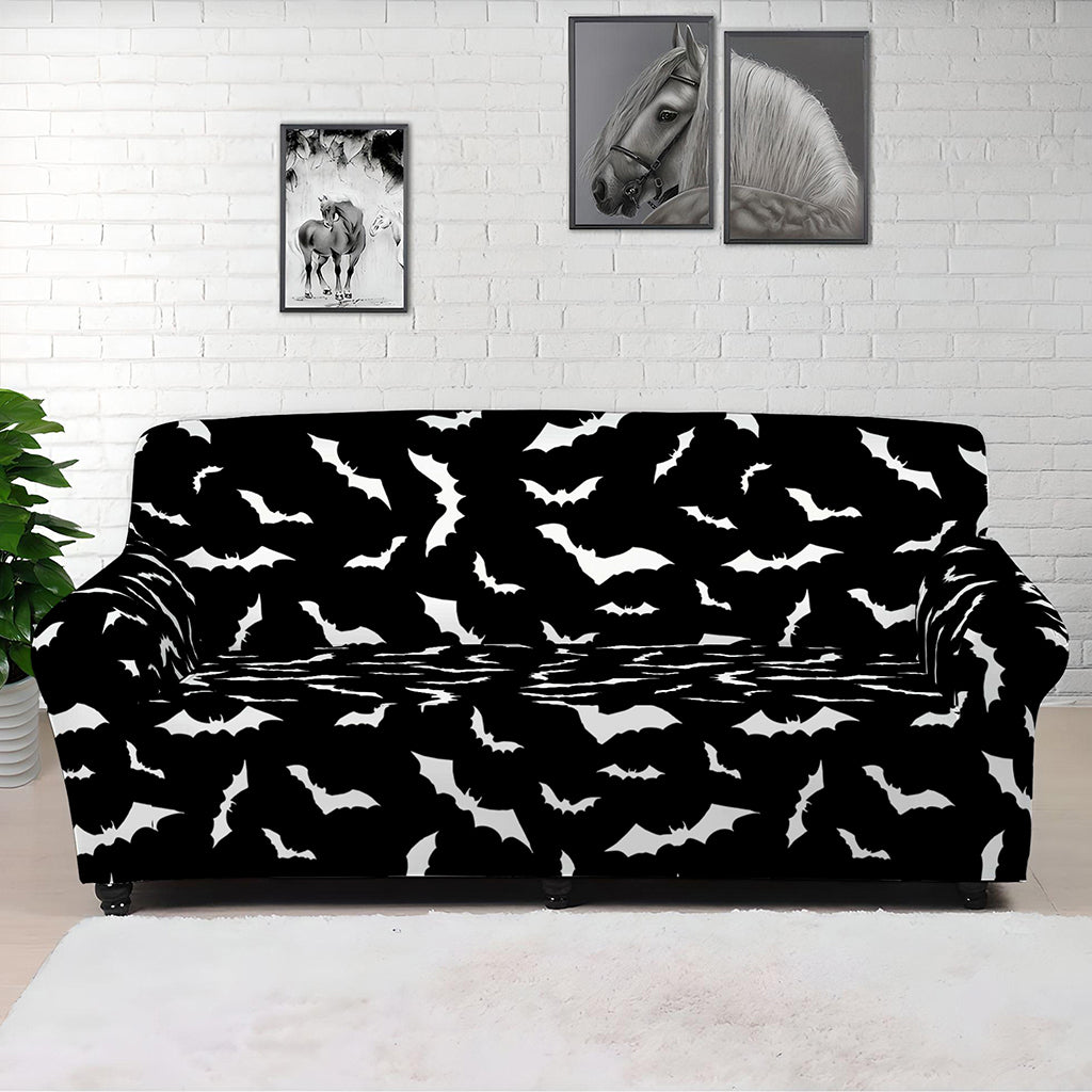 Black And White Halloween Bat Print Sofa Cover