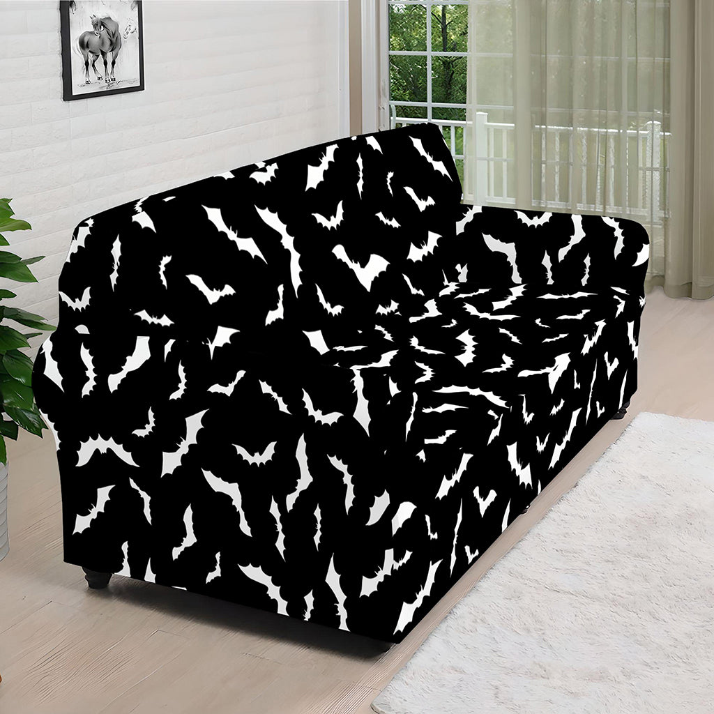 Black And White Halloween Bat Print Sofa Cover