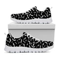 Black And White Halloween Bat Print White Running Shoes