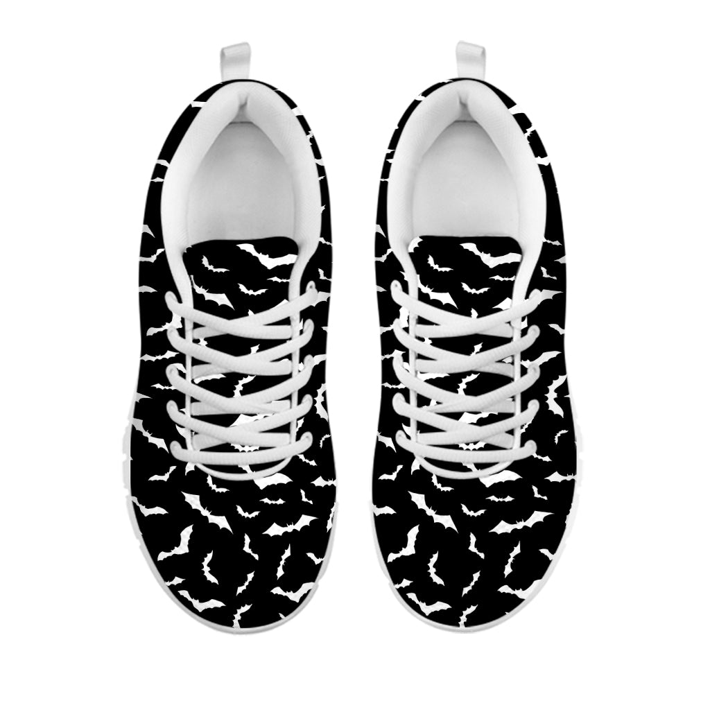 Black And White Halloween Bat Print White Sneakers