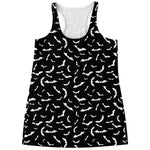Black And White Halloween Bat Print Women's Racerback Tank Top