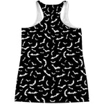 Black And White Halloween Bat Print Women's Racerback Tank Top