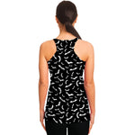 Black And White Halloween Bat Print Women's Racerback Tank Top