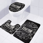 Black And White Hamburger Print 3 Piece Bath Mat Set