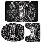 Black And White Hamburger Print 3 Piece Bath Mat Set