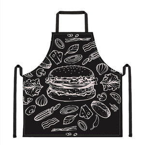 Black And White Hamburger Print Apron