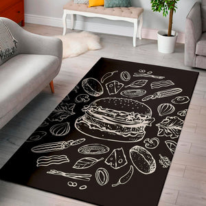 Black And White Hamburger Print Area Rug