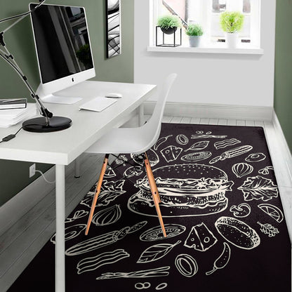 Black And White Hamburger Print Area Rug