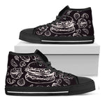 Black And White Hamburger Print Black High Top Shoes