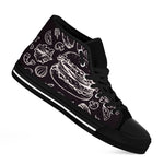 Black And White Hamburger Print Black High Top Shoes