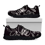 Black And White Hamburger Print Black Sneakers