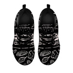 Black And White Hamburger Print Black Sneakers