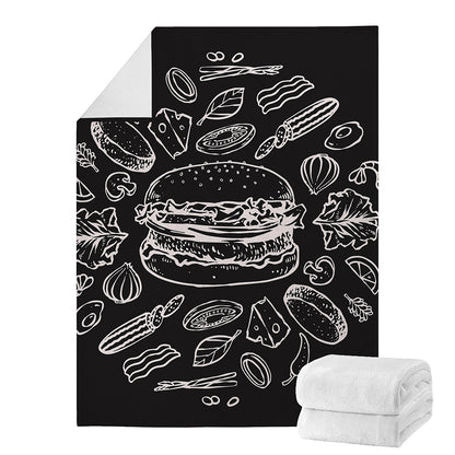 Black And White Hamburger Print Blanket