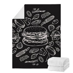 Black And White Hamburger Print Blanket