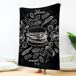 Black And White Hamburger Print Blanket