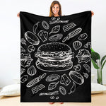 Black And White Hamburger Print Blanket