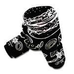 Black And White Hamburger Print Boxing Gloves