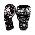 Black And White Hamburger Print Boxing Gloves