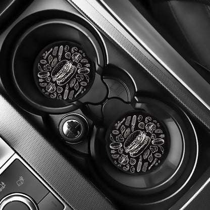Black And White Hamburger Print Car Coasters