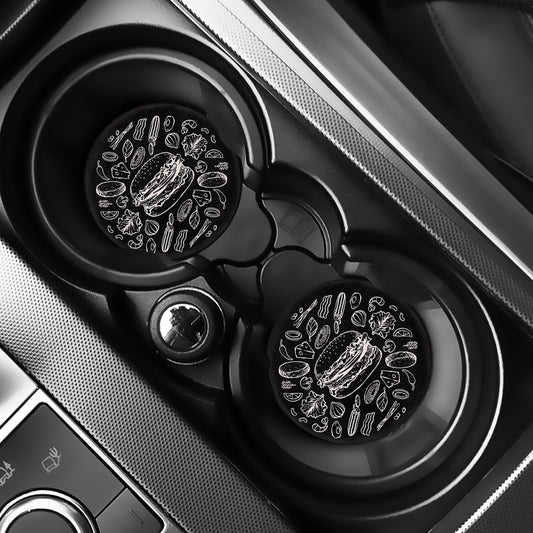 Black And White Hamburger Print Car Coasters