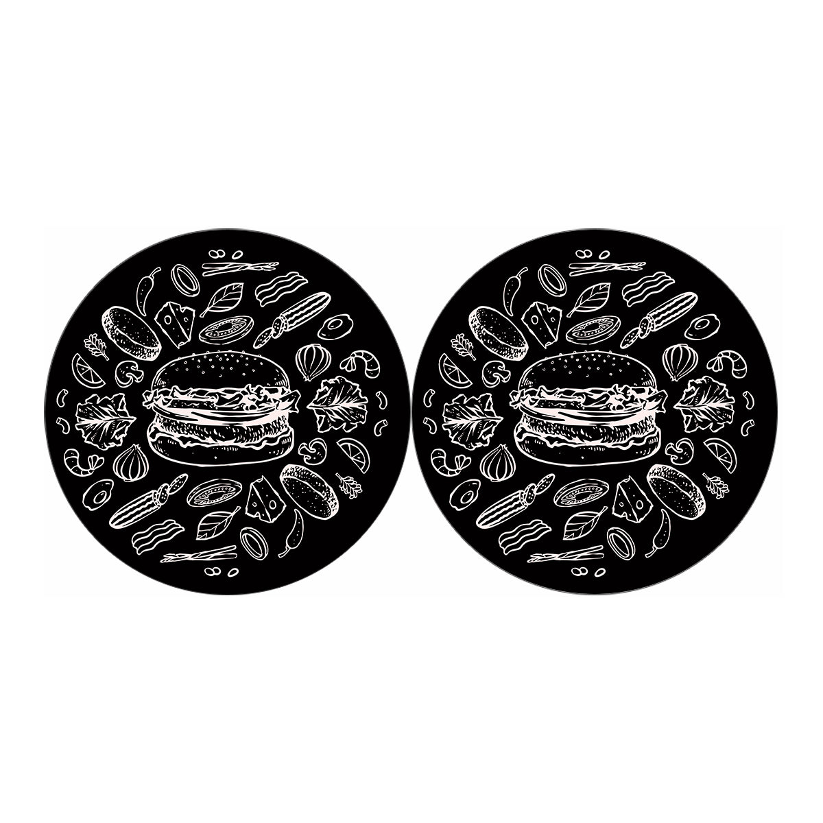 Black And White Hamburger Print Car Coasters
