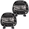 Black And White Hamburger Print Car Headrest Covers