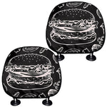 Black And White Hamburger Print Car Headrest Covers