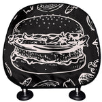 Black And White Hamburger Print Car Headrest Covers