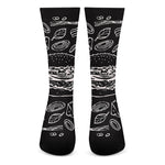 Black And White Hamburger Print Crew Socks