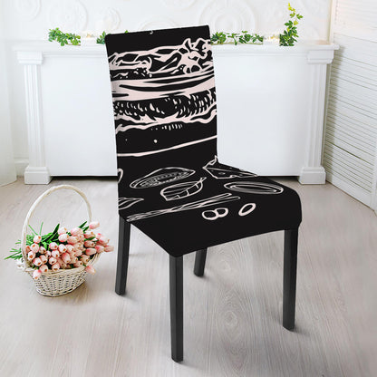 Black And White Hamburger Print Dining Chair Slipcover