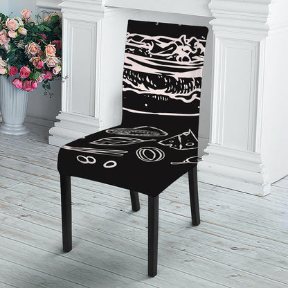 Black And White Hamburger Print Dining Chair Slipcover