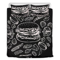 Black And White Hamburger Print Duvet Cover Bedding Set