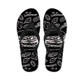 Black And White Hamburger Print Flip Flops