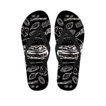 Black And White Hamburger Print Flip Flops
