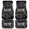 Black And White Hamburger Print Front and Back Car Floor Mats